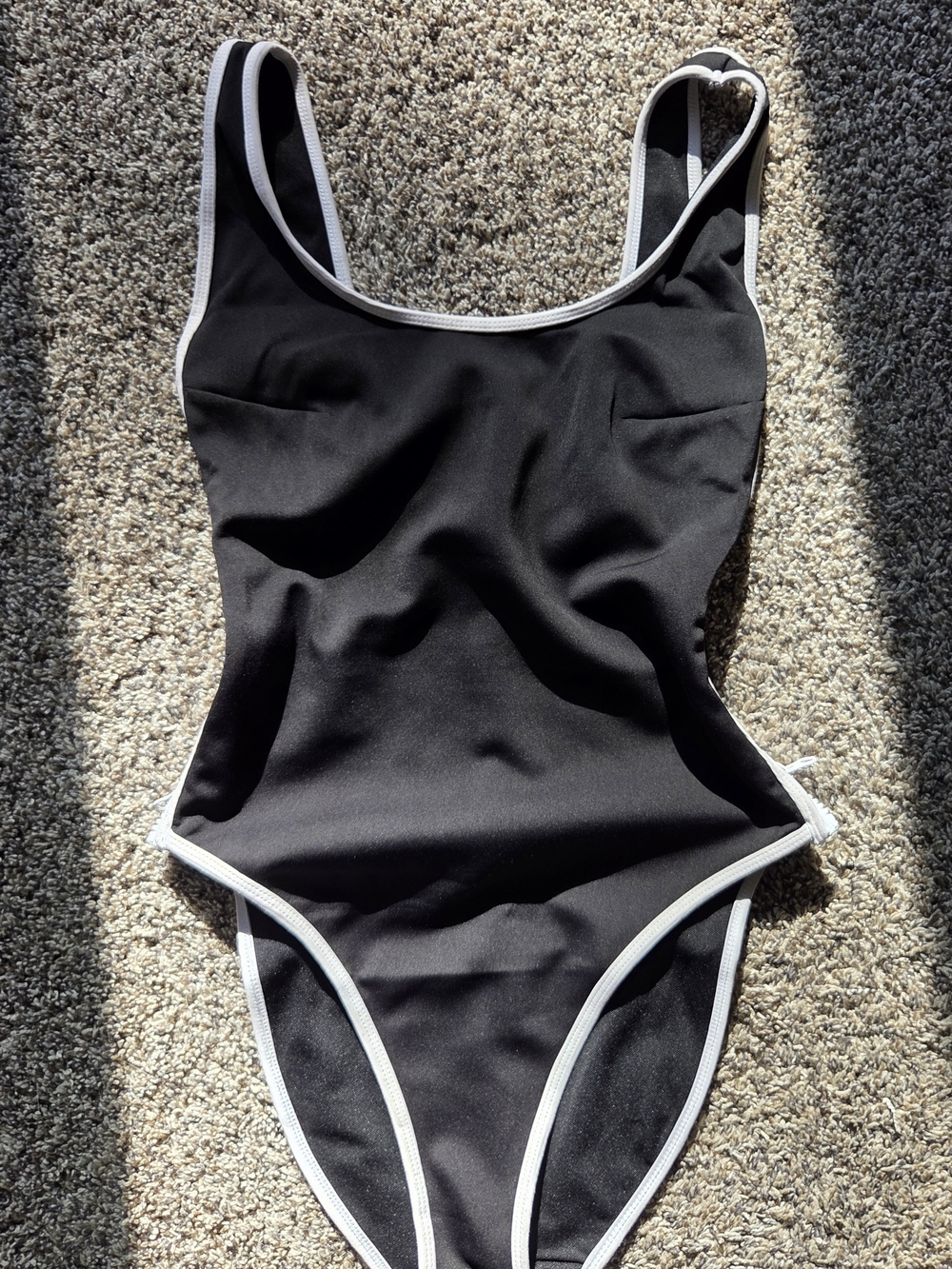 Good American Black One-Piece Swimsuit with White Trim
